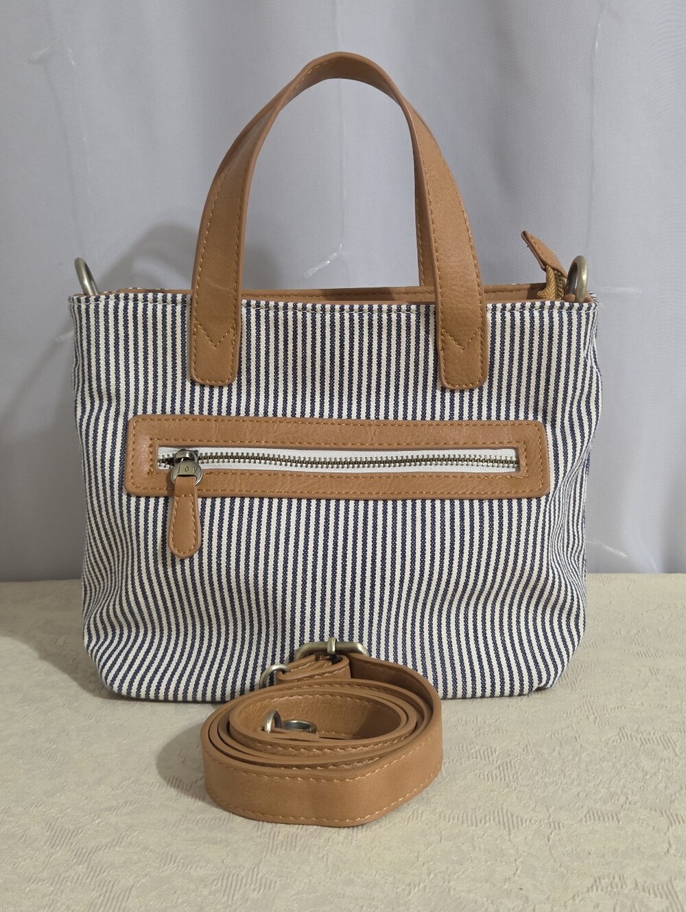 Joy Susan - Vintage Audrey Canvas Pinstripe Ticking Medium Crossbody/Tote